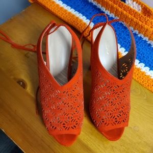 Aldo Orange Platform Suede Heels